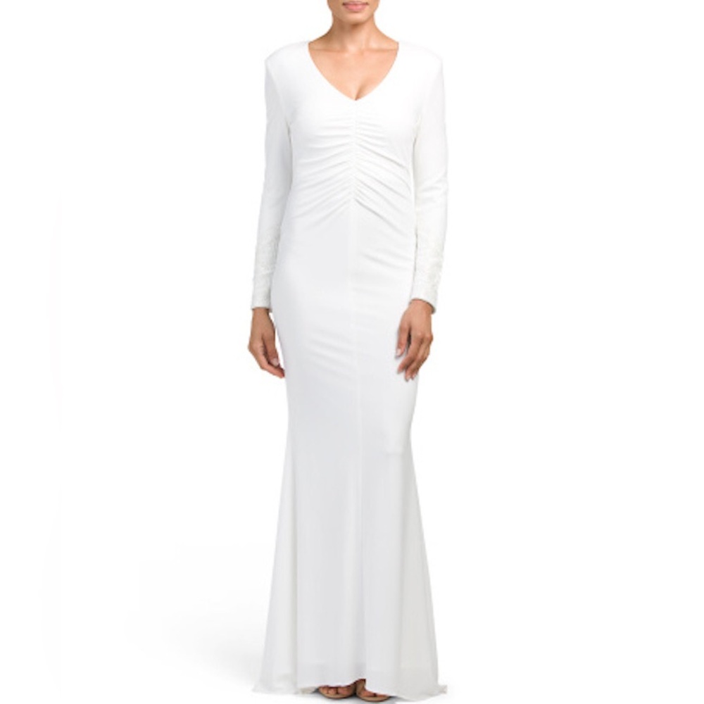 Lotus Threads Beaded Long Sleeve Wedding Formal Gown